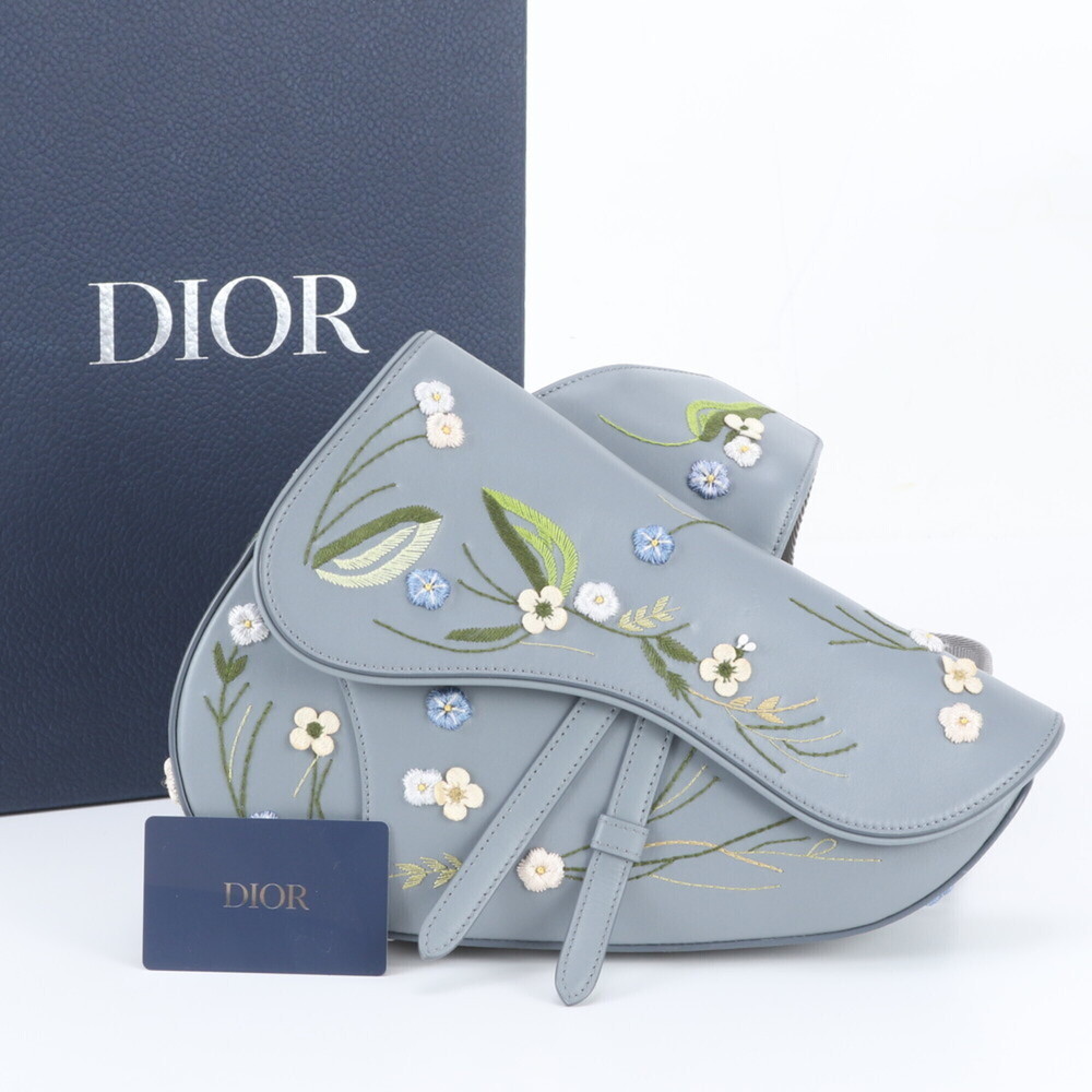 Christian Dior Saddle Flower Embroidered Leather Shoulder Bag for Women
